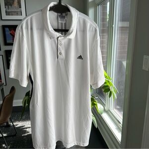Like New adidas ClimaLite White Tennis Polo with Black Stripes. Size XXL.